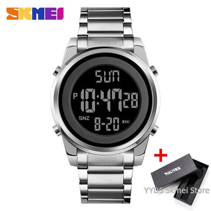 SKMEI Luxury Waterproof Watch for Men Stainless Steel Electronic Sports Digital Mens Wristwatches Man Clock Reloj Masculino 1611