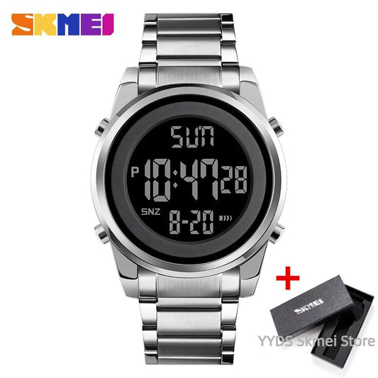 SKMEI Luxury Waterproof Watch for Men Stainless Steel Electronic Sports Digital Mens Wristwatches Man Clock Reloj Masculino 1611