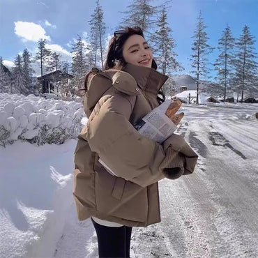Winter Grey Heart Shaped Short down Cotton Jacket Men Women Couple Bread Style Outerwear Unique Design Sensation Coat