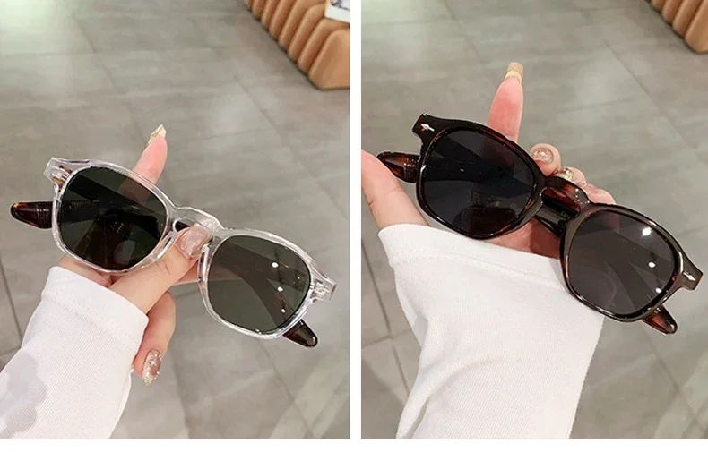 JNPCXI Retro Rivets Men Square Sunglasses Fashion Blue Green Trending Shades UV400 Women Clear Frame