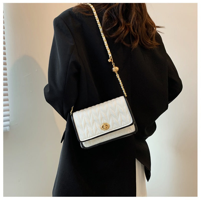 New Fashion Women's Shoulder Bag Simple Chain Texture Small Square Bag Light Luxury Party Crossbody Bag Purses and Handbags