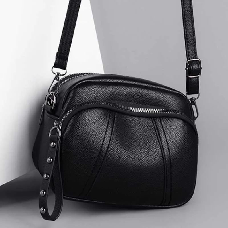 Fashion Soft Leather Crossbody Bags for Women 2025 Casual Female Multi Pocket Messenger Bags Retro Handbags Ladies Shoulder Bags