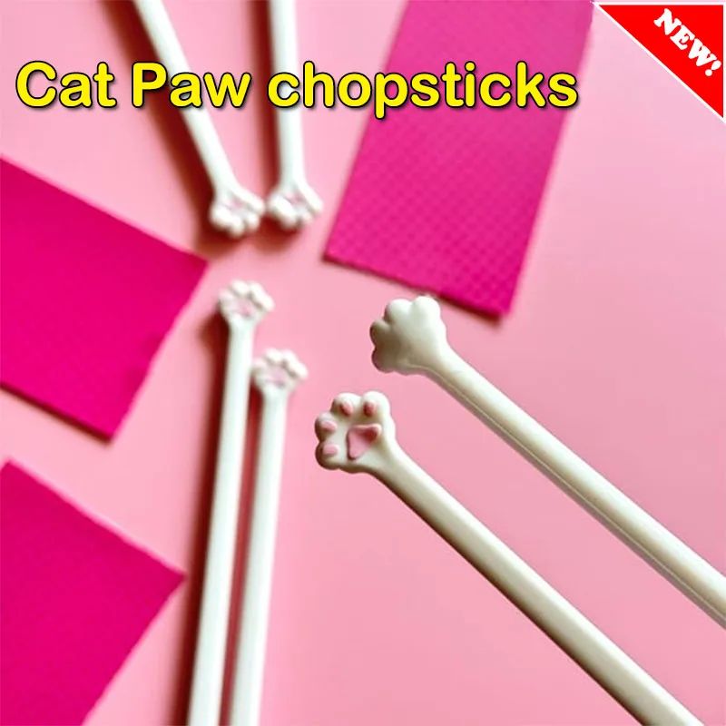 Novos pauzinhos com formato de pata de gato para bebês, crianças e iniciantes, com alta praticidade. Fixador antiderrapante, auxiliar para a alimentação do bebê, louça de jantar, cozinha.