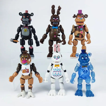 5-6 unidades/conjunto FNAF Security Breach Bonecos de Ação Articulados Destacáveis Bonnie Foxy Fazbear Urso Brinquedos de Boneca