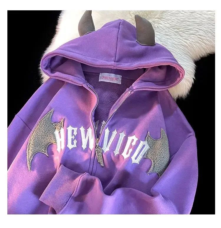 Couples Winter Devil Bread Clothing Casual Hooded Jacket Embroidered Cotton-padded Y2K Jackets Coats New Jacket In Winter 2023
