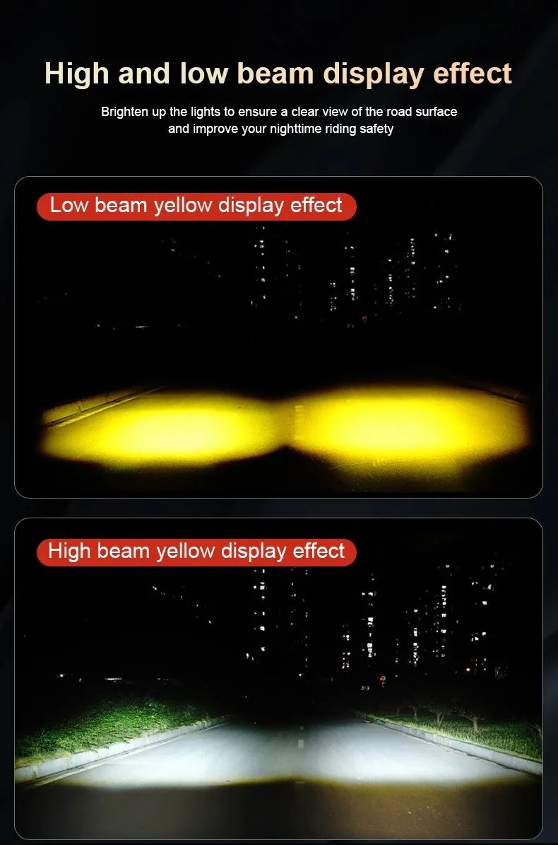 Farol de LED Universal para Motocicleta Lente Projetor Duas Cores ATV Scooter Luz de Condução Luz de Neblina Holofote Auxiliar