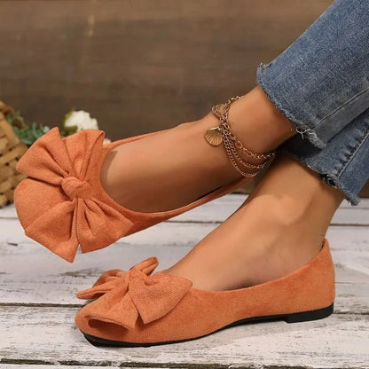 Women's Flat Shoes 2025 Hot Sale Ladies Slip on Flats Outdoor Women Round Toe Bow Tie Soft Bottom Plus Size Shallow Shoes Female