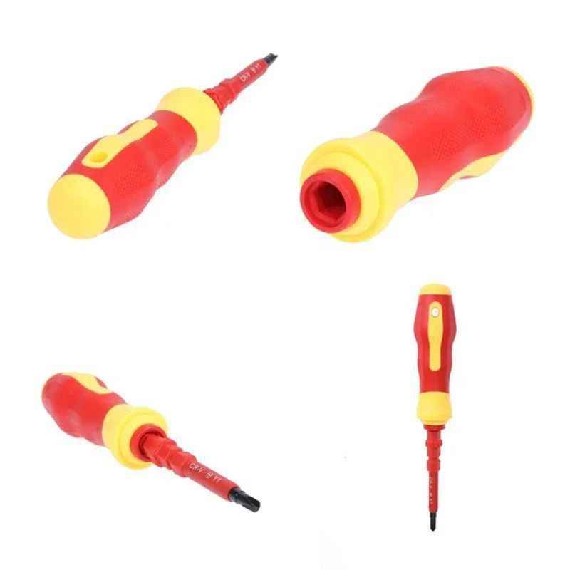 Kit de Ferramentas para Eletricistas 13/15pçs 1000V Chaves de Fenda Isoladas Intercambiáveis Magnéticas com Pontas Fenda Kit de Reparo para Eletricistas