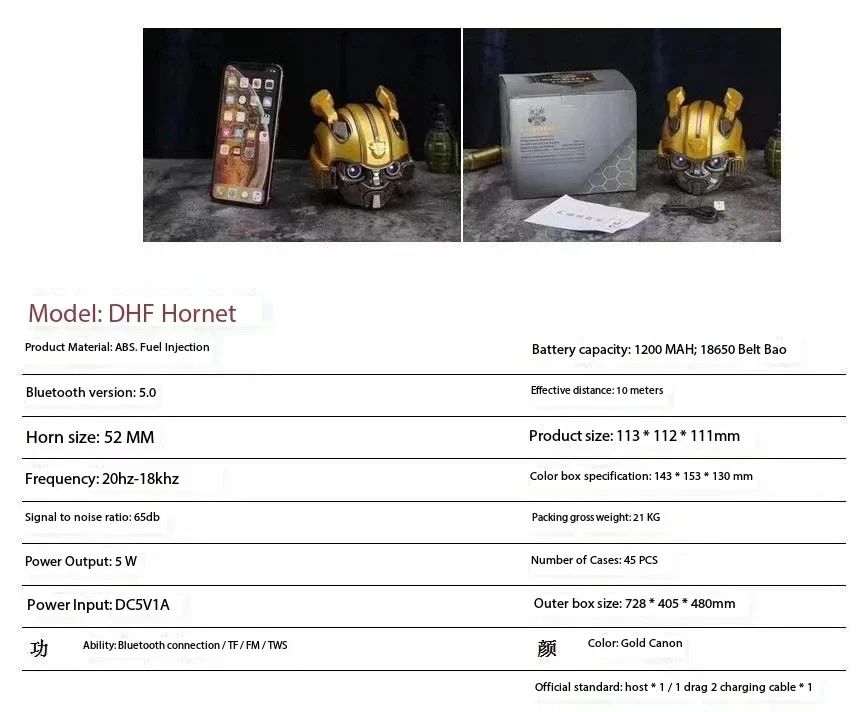 Alto-falantes Bluetooth Bumblebee Transformers Novo Desenho Animado Criativo Sem Fio Cartão Mini Externo Pequeno Acústica Megafone Echo Dot