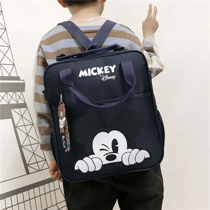 Disney Student Tutoring Bags Multifunctional Cartoon Mickey School Backpack Tote Bag Handbag Document Bookbag Square Schoolbag