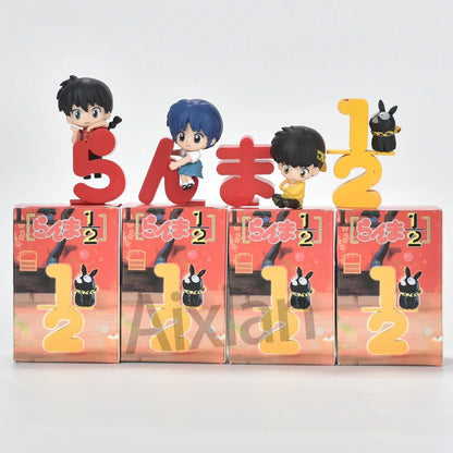 Aixlan 4 Peças Ranma 1/2 Figura Ranma Tendou Akane Versão Q Fofo PVC Boneco de Ação Anime Presente de Natal Estatueta Colecionável