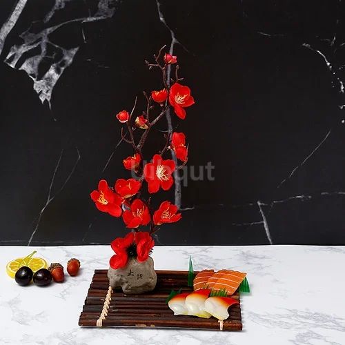 Bandeja de prato para frutos do mar, Barco de Sushi, Plantas de Flores Decorativas, Concepção Artística, Pequeno Ornamento Decorativo, Flor de Pêssego Criativa