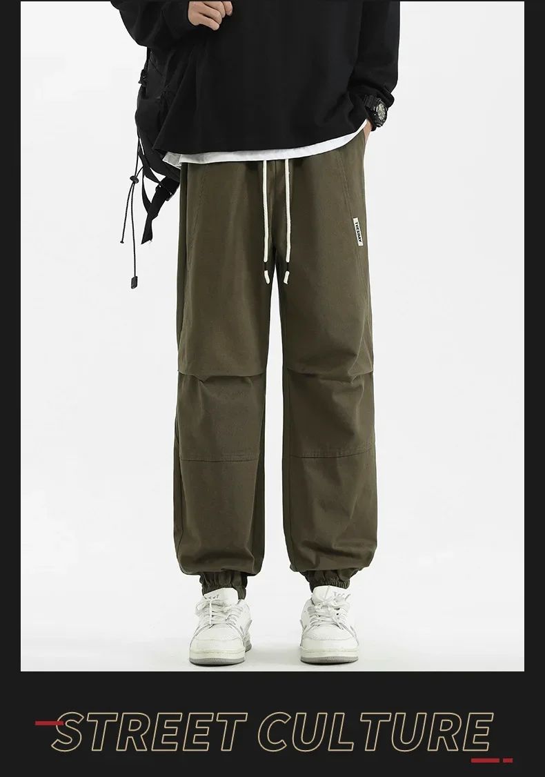 2024 M-5XL Calça Masculina de Algodão e Cânhamo Primavera e Outono Nova Calça Larga com Cordão Calça Saruel Harem Calça Casual Japonesa