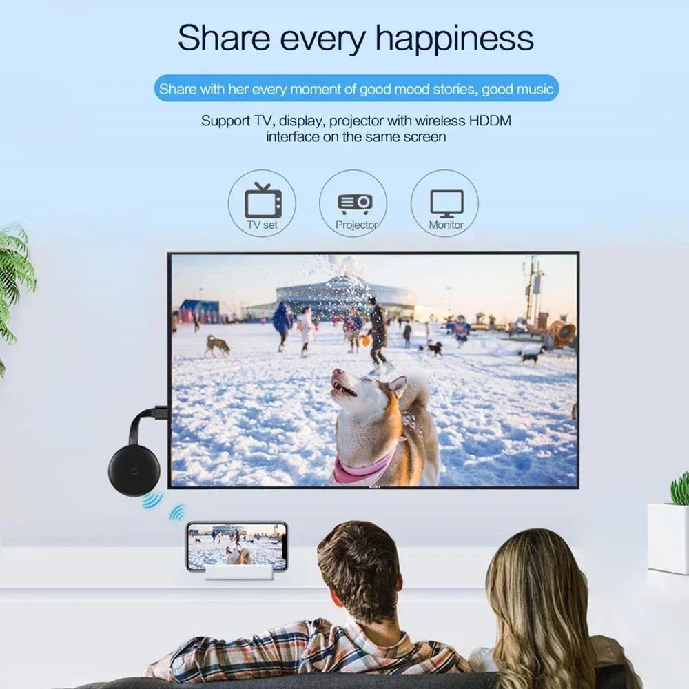 NOVO Dongle de exibição WiFi sem fio 5G/2.4G Espelhamento de tela 1080P HD TV Stick Para Chromecast 4K HD Reprodutor de mídia compatível com HDMI