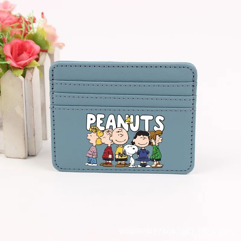 Bolsa Moedeiro Snoopy Peanuts Anime Porta Cartão de Crédito Passaporte Carteira de PU Capa para Cartões de Identificação Bolsa Presente de Aniversário para Crianças Homens Mulheres