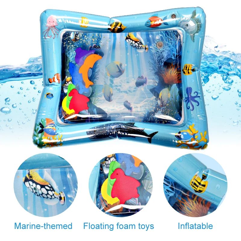 Almofada de Atividades Aquáticas Criativas para Bebês Tapete Inflável para Barriga para o Desenvolvimento Sensorial Brinquedos de Atividades Aquáticas para Bebês e Crianças Pequenas
