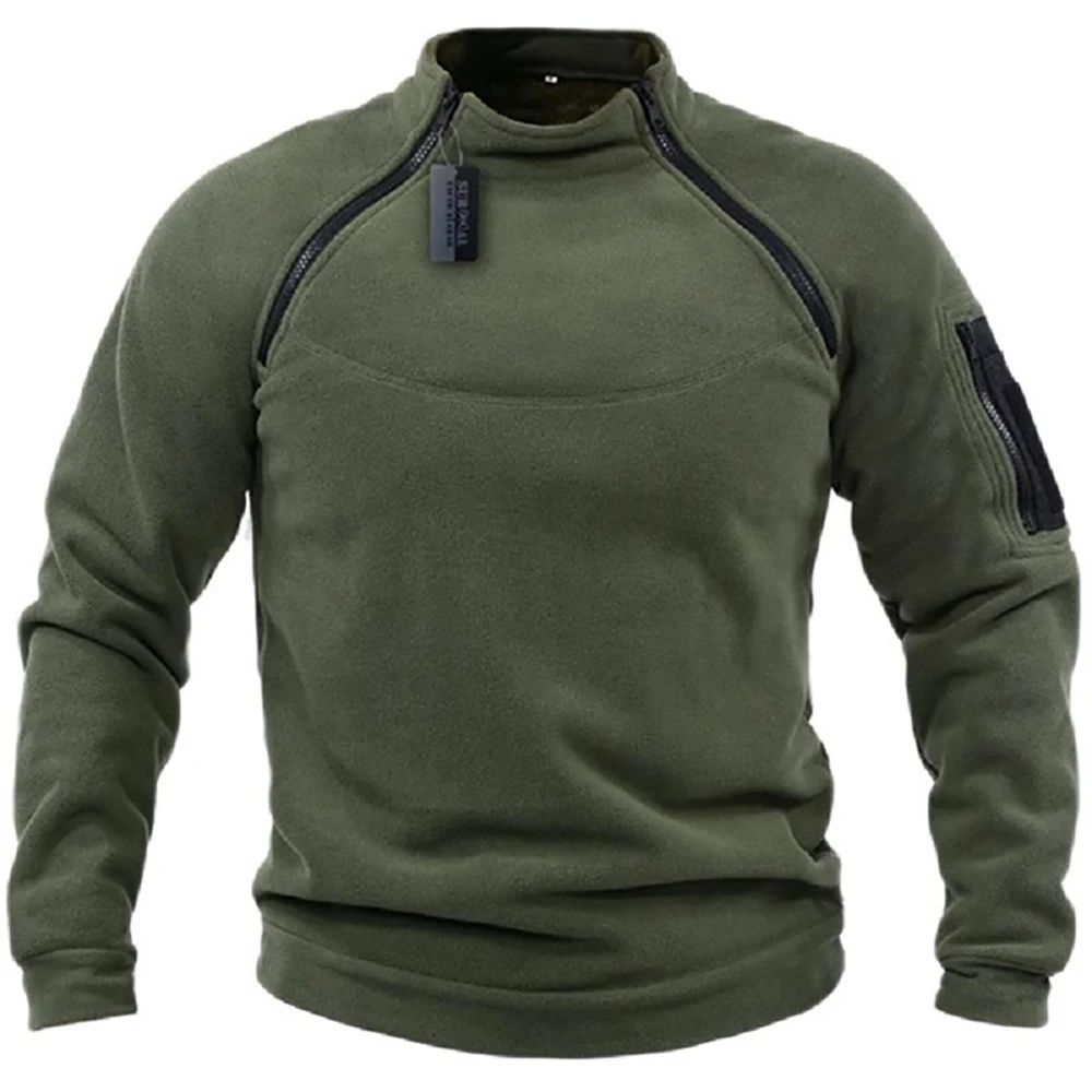 Men's Tactical Hoodies Military Outdoor Pullover Long Sleeve Zippers Pullove Fleece Windproof Thermal for Hiking Camping Army