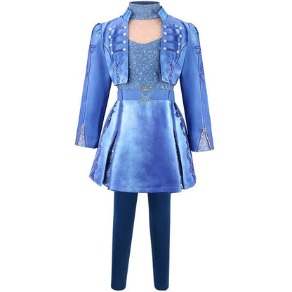 Movie Descendants 5 Dark Fantasy Cosplay Chloe Blue Princess Queen of Hearts Costume Girls Halloween Performance Outfit