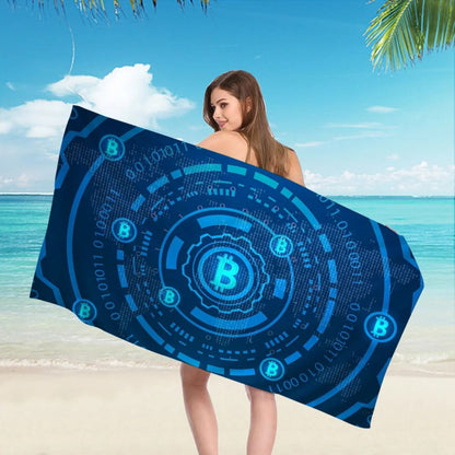 Bitcoin Evolution Of Money Beach Towel Cartoon Cute Summer Kids Large Bath Pool Beach Towel Microfiber Absorbent