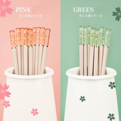 5 Pares de Hashis Sakura Âmbar Pétalas de Flor de Cerejeira Novo Padrão Antiderrapante Pauzinho de Sushi Hashis Ecológicos para Alimentos