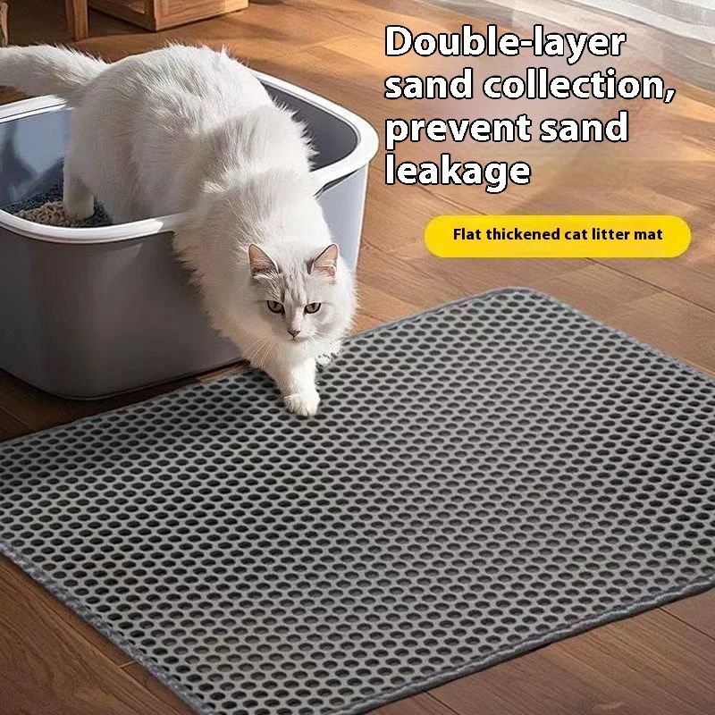 Tapete Higiênico para Gatos, Design de 2 Camadas, Tecnologia Premium de Retenção de Areia, Base Impermeável, Protetor de Chão Antiderrapante para Gatinhos Internos