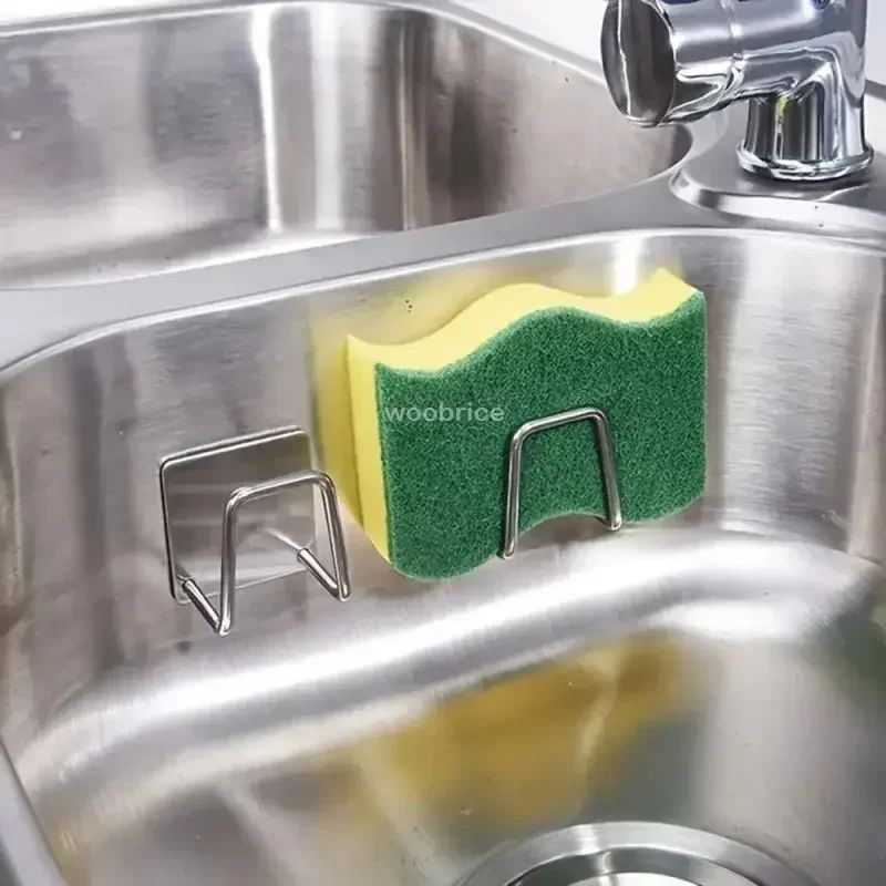 Suporte de Esponja para Pia de Cozinha, Prateleira de Pia de Aço Inoxidável, Suportes Adesivos, Escorredor de Secagem, Gancho de Parede, Organizador de Armazenamento