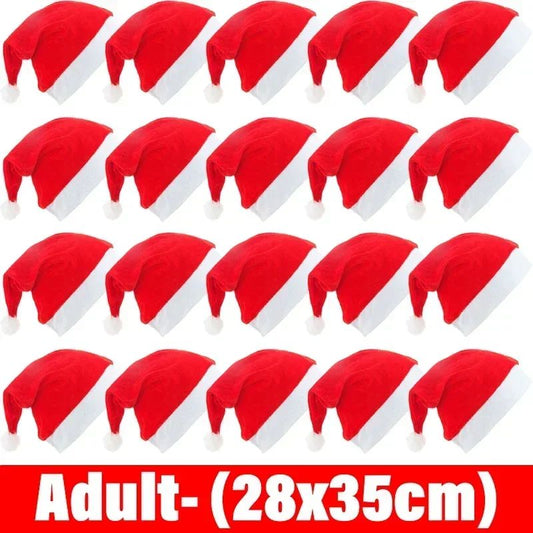 Merry Christmas Hats Non-woven Santa Claus Hats for Adults Kids Red Xmas Caps Women Men New Year Festival Party Decoration Gifts