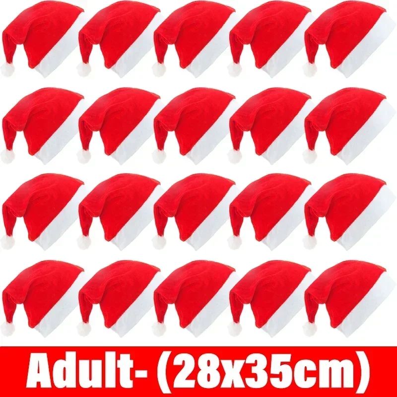 Chapéus de Natal Feliz Natal em Não-Tecido, Chapéus de Papai Noel para Adultos e Crianças, Bonés Vermelhos de Natal, Presentes de Decoração para Festa de Ano Novo Feminino e Masculino