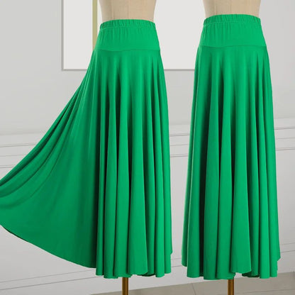 Plus Size Elegant Plus Size Women's Long Dress For Dancing And Commuting Stylish Square Dance Skirt With Wide Hemline For Soc...