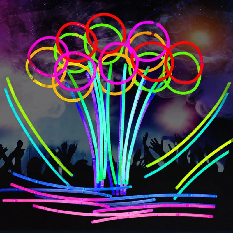 50/100Pcs Fluorescence Sticks Party Multicolor Glowing Stick Bright Colorful Light Bright Bendable Glow Bracelet Party Supplies