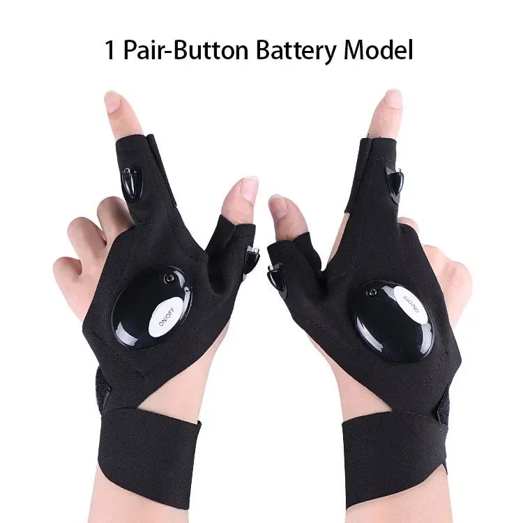 LED Flashlight Fishing Strap Fingerless Gloves Waterproof Cycling Camping Hiking Rescue Glove Lamp Lighting Gloves