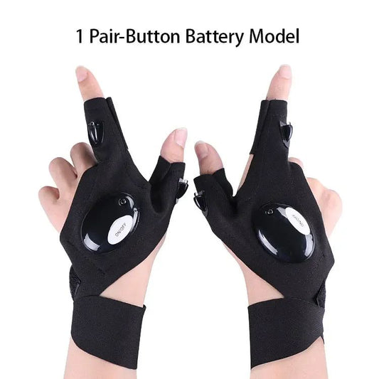 LED Flashlight Fishing Strap Fingerless Gloves Waterproof Cycling Camping Hiking Rescue Glove Lamp Lighting Gloves