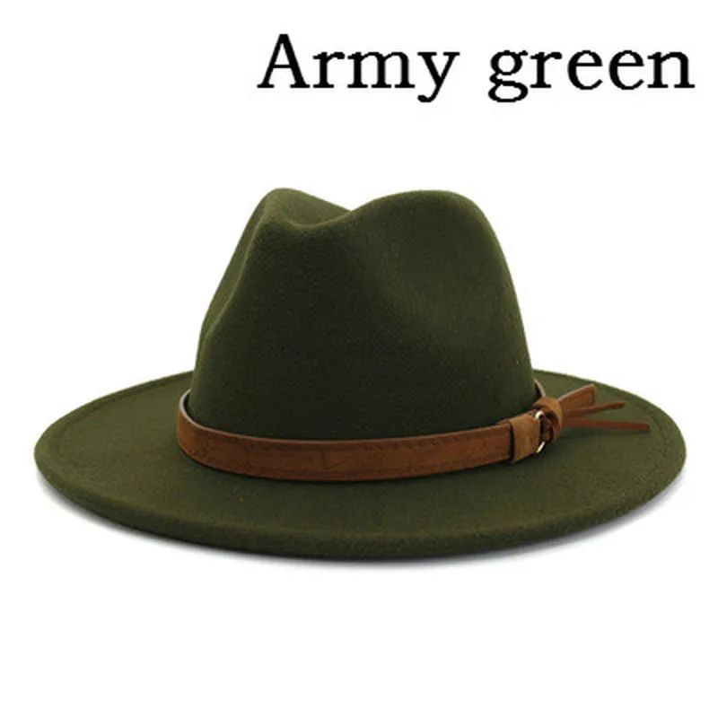 Fashionable Jazz Hats Autumn And Winter British Retro Top Hats Trendy Men's And Women's Woolen Hats Wide Brimmed Jazz Hats