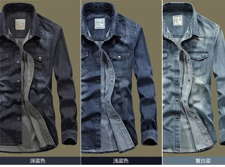 2024 Spring Men's Denim Jeans Shirts Long Sleeve 100% Cotton Single-Breasted Shirts Handsome Hombre Casual Jean Shirt Tops Men