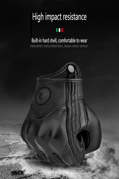 Luvas de Couro para Motociclista Masculinas Femininas 4 Estações Direção Supertech Preto/Branco Luvas de Corrida Motoqueiro Couro Bovino Corrida Moto Cavaleiro