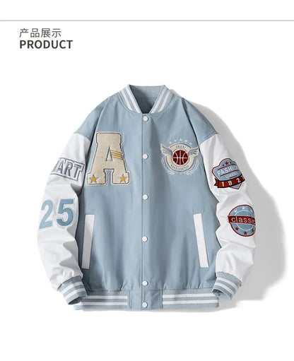 Varsity Baseball Bomber Jacket Men Hip Hop Harajuku Bone Letter Patchwork Leather Jackets Streetwear Women Unisex College Coats