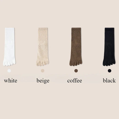 4 Pairs Women Toe Socks Five Finger Socks High Quality Cotton Autumn Spring Middle Tube Sports Socks with Separate Fingers