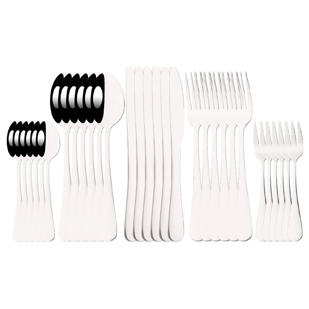 Conjunto de Talheres de Aço Inoxidável Colorido de 6/30 Peças, Faca, Garfo de Bolo, Colher de Chá, Conjunto de Talheres de Cozinha, Pratos