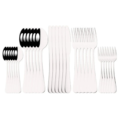 Conjunto de Talheres de Aço Inoxidável Colorido de 6/30 Peças, Faca, Garfo de Bolo, Colher de Chá, Conjunto de Talheres de Cozinha, Pratos