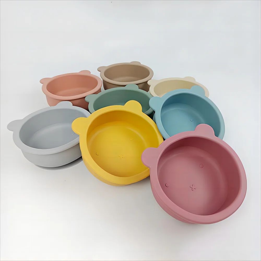 3pcs Baby Silicone Bowl Suction Cup Bowl Children's Tableware Complementary Bowl Children's Dinner Plate Silicone Tableware
