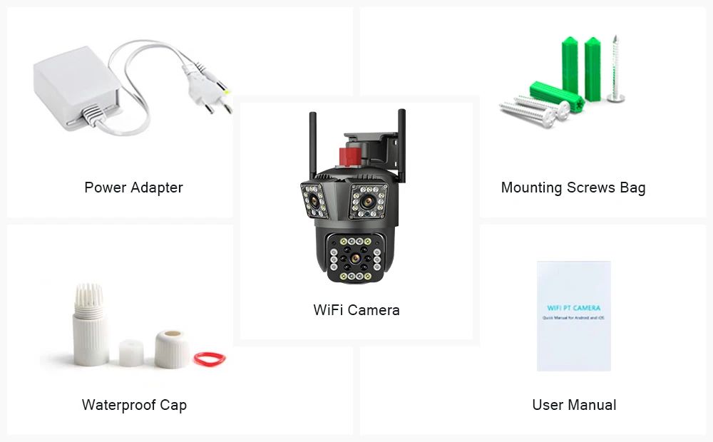 12MP Three Screen WIFI IP Camera Outdoor Three Lens PTZ Cam Ai Human Detection Waterproof Wireless CCTV Video Security Cameras