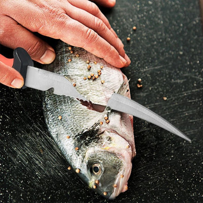 Faca Afiada para Peixe Cabo Oco de Plástico Faca de Filé de Peixe Faca de Desossar Aço Inoxidável Cutelo de Carne Descascador de Frutas de Cozinha