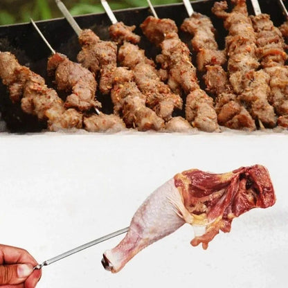 50cm BBQ Skewer 6Pcs Stainless Steel Wide Barbecue Sticks Flat BBQ Fork Outdoor Camping Picnic BBQ Utensil Kitchen Accessories