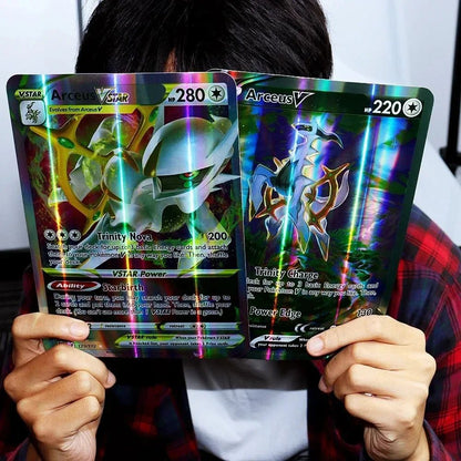 Pokemon 21*15cm Cartas Grandes Arco-Íris Pacote Vstar Letras Gigantes Jumbo Espanhol Alemão Francês Vmax GX Arceus Charizard Carta Rara