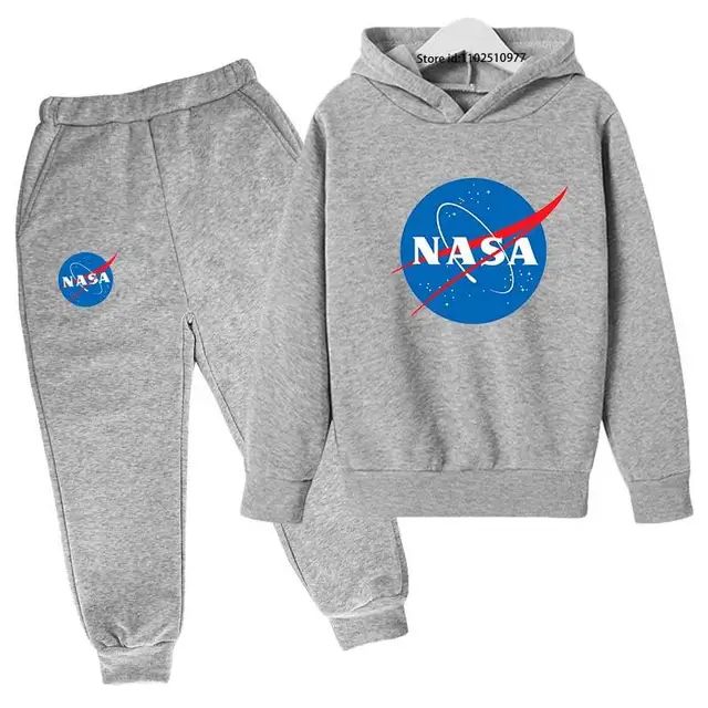Kids NASA Fashion Casual Spring Autumn 2pcs Hoodie+jogging Pants Tracksuits 3-13 Years Boys Girls Trend Outfits Children Clothes