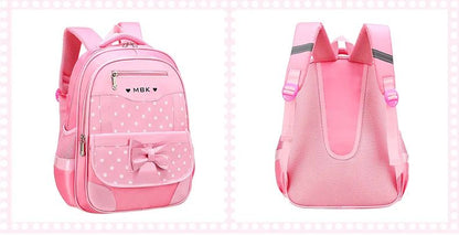 Korean Version Japanese Elementary School Student Backpack Bow Children's Wave Point Girl Ergonomic Design Protects The Spine