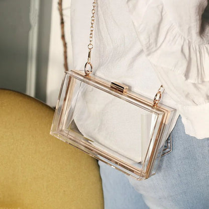 Clear Acrylic Box Evening Clutch Bags Women Boutique Chain Transparent Woman‘s Clutch Bag Purse and Handbags Wedding Party Ins
