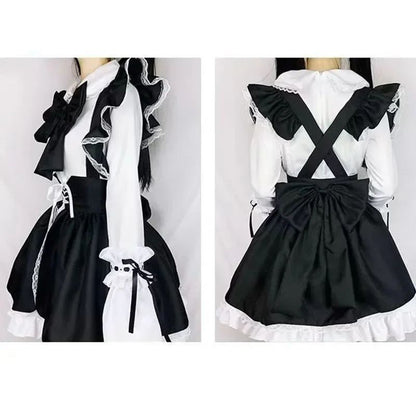 Women Maid Outfit Lolita Cosplay Cute Sexy Erotic Kawaii Cafe Costume Black White Men Uniform Apron Dress Cute Bow Mucama 2026