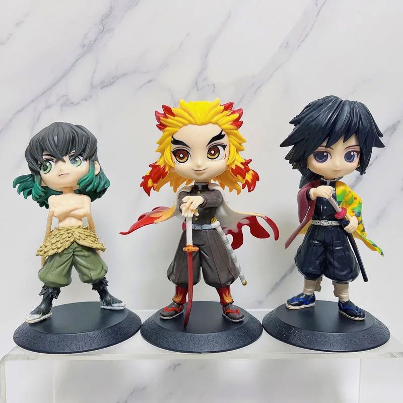 Boneco de 15cm Anime Demon Slayer Nezuko Tanjirou Zenitsu Inosuke Kyoujurou Shinobu Giyuu Qposket, Brinquedo Infantil, Presente de Natal
