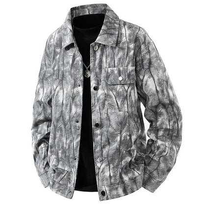 Jaqueta corta-vento, moderna, casual, versátil, casaco comprido, tie-dye, jaqueta de pesca, jaqueta de voo americana retrô, jaqueta jovem